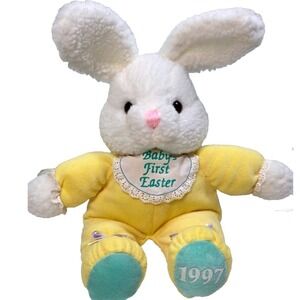 Vintage 1997 Plush Creations Inc Bunny Rabbit Babys‎ First Bunny Yellow 15"